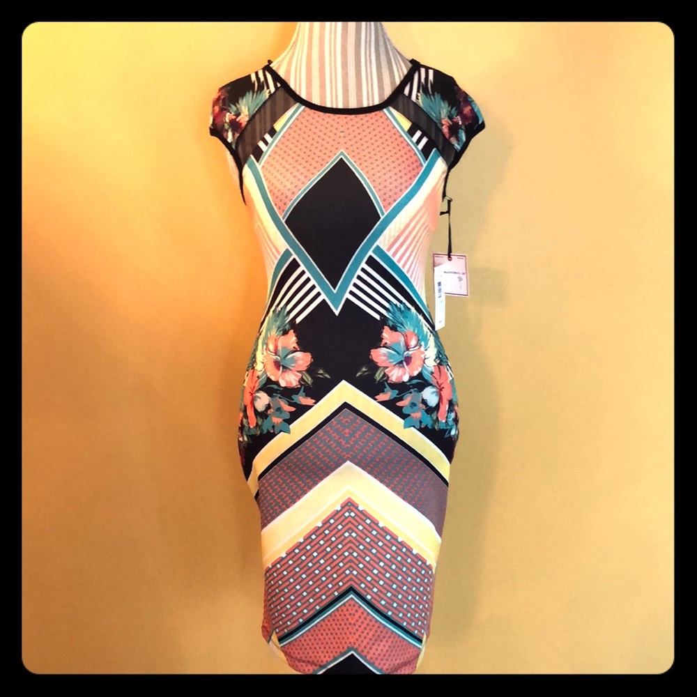 NWT Bisou Bisou Bodycon Colorful Dress Sz 2